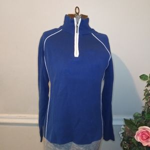 EUC Eddie Bauer Blue/White 1/4 Zip Ski Sweater